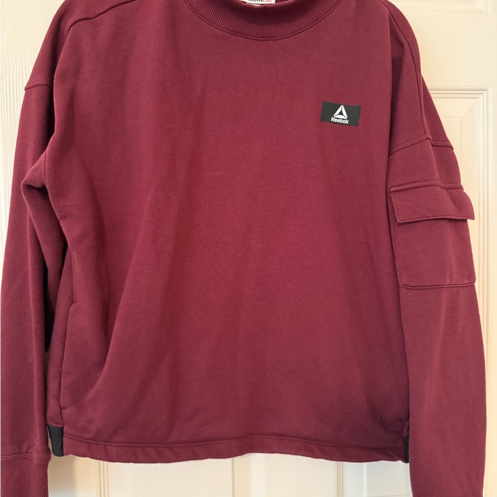 Reebok Men's Maroon Crewneck Sweater cozy casual camping hiking vacation granola